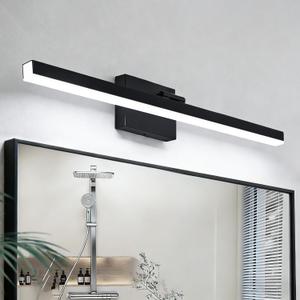 IZORRO Modern Bathroom Vanity Light 32 inch, Rotatable, 24W Dimmable Led Bathroom Light Fixture Over Mirror, Black Vanity Light Bar (Cool White 6000K)