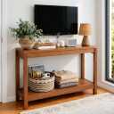 47" Entryway Table, Narrow Console Sofa Table, with Outlets and USB-C Port, Entryway Table with Open Storage, for Living Room, Hallway, Entryway, Foyer, Kitchen Counter, Walnut, 13.8"D×47"W×31"H