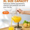 Elite Gourmet ETS740 BPA-Free 40-Watt Electric Citrus Juicer with 2 Cones, Compact, Large Volume, Pulp Control, Oranges, Lemons, Limes, Grapefruits with Easy Pour Spout, 1.2L, Black/Stainless Steel
