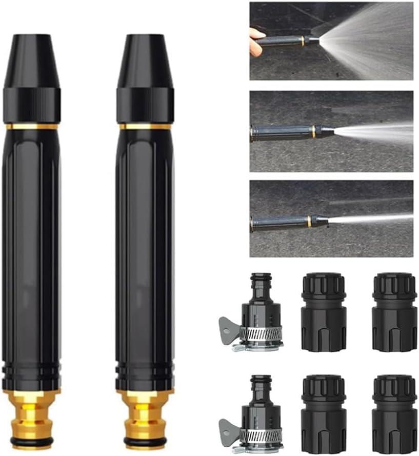 High Pressure Power Washer Nozzle with Connector Set,New Direct spray gun,Power Jet Water with Three Spray Modes, Multi Function Watering Sprayer for Cleaning Yard Pets Car (2 PCS)