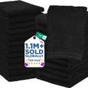 DAN RIVER 24 Pack Wash Cloths for Showering [12x12] - 100% Cotton Washcloths Premium Quality Flannel Face Cloths for Bathroom, Highly Absorbent and Soft Feel Wash Clothes, Black