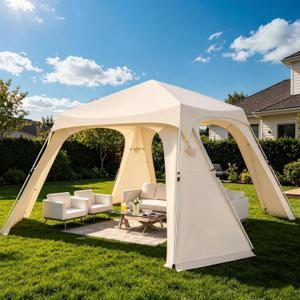 Alvantor 12' x 12' Pop Up Gazebo, All Weather 4-Season Instant Canopy Tent, UPF 50+ Waterproof Portable Pergola, Compatible with PVC/Mesh/Polyester Curtains for Patio Backyard Deck Garden Poolside