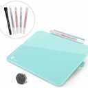 Aqua Blue Mini Desktop Pure Glass Whiteboard, Small Slope Slick Desk Whiteboard Glass, Desk White Board, Desktop White Board Dry Erase, Stenography Artifact for Office Home Schooling Décor, 8x6 Inches