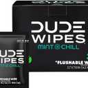 DUDE Wipes On-The-Go Mint Chill Travel Wipes - 30 Count (Individually Wrapped) - Extra-Large Adult Flushable Wipes - Infused with Tea Tree Oil, Vitamin E, and Aloe - Septic and Sewer Safe