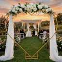 Novabright Gold 7ft Heart Arch Stand for Wedding, Metal Love Balloon Column Arch Frame with Base for Ceremony Backdrop Stand for Outdoor/Indoor Weddings, Proposal, Birthday, Bridal Shower Decoration