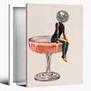 Black and White Posters Funky Funny Bathroom Wall Art After The Disco Party Prints Painting Preppy Bar Wall Decor for Teen Girl Toilet Bathroom8x12inch Woodframed