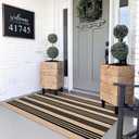 Tiveney Farmhouse 3x5 Outdoor Rug, Black and Khaki Striped Rugs Washable, Cotton Woven Reversible Front Porch Rug, Layered Doormats Carpet for Entryway Outdoor Entrance Front Door Porch Patio Decor