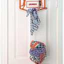 Etna Over the Door Basketball Laundry Hamper - Space Saving Hanging Hamper with Metal Ring, Backboard, Drawstring Bag - Fun Laundry Solution for Kids Room, Dorm Rooms, Dunk Away Dirty Laundry (Orange)