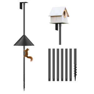 Flanagan 92 Inch Bird House Pole Mount Kit, Adjustable Heavy Duty Feeder Pole for Outdoors, Feeding Station With Squirrel Proof Baffle for Watching (House Not Included)