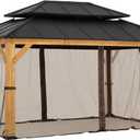 SUNJOY Replacement Mosquito Netting,Waterproof 4-Panel Screen Walls 12 x 16 ft Gazebo, Patio & Backyard Protection, Brown