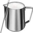 Maestri House Milk Frothing Pitcher, 12oz Espresso Steaming Pitcher Milk Frother Cup, Milk Coffee Cappuccino Latte Art, 304 Stainless Steel Jug Cup with Decorating Art Pen