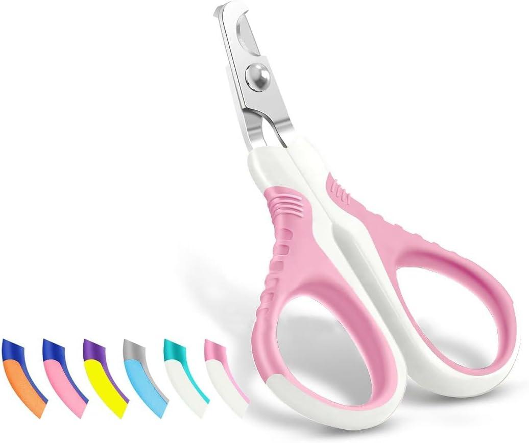 WePet Pet Nail Clippers U07.1, Professional Claw Trimmer, Bended Scissor Special for Cats, Kittens, Dogs, Puppies, Small Animals, White/Thulian Pink