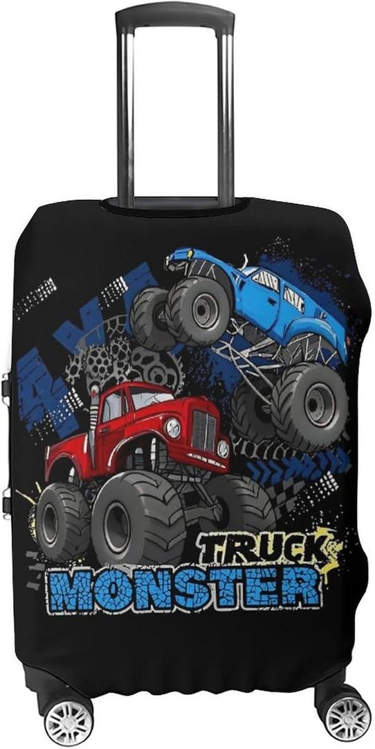 Kuizee Travel Luggage Cover Suitcase Cover Blue Monster Truck Boy Baggag Protector Dustproof Durable Elastic XL Fits 29-32 Inch