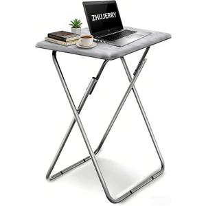 Tv Trays Folding Tv Table, Dinner Table for Eating with Sturdy Metal Frame, Small Foldable Snack Trays Table for Living Room, Couch,Sofa, Bed, No Assembly Required (White Marble)