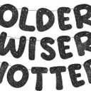 Fulmoon Set of 3 Pre Strung Older Wiser Hotter Glitter Banner Funny Birthday Banner for Women 30th 40th 50th 60th 70th 80th Birthday Party Decorations Sign Gift(Black)