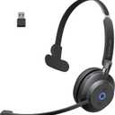 Bluetooth Headphones Wireless Headset with Mic for Work-V5.3 Computer Headsets with Noise Reduction Microphone, 2.4Ghz USB Dongle & Mute Button for PC, Laptop, Office, Home (Black)