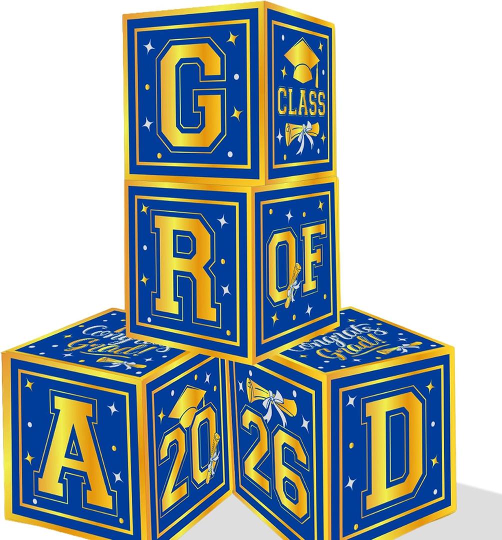 Graduation Decorations 2026 - Pack of 4, Grad Boxes with Letters 2026, Graduation Balloon Boxes, Balloons Boxes with Letters | Grad Party Decorations Class of 2026, Graduation Party Supplies, KatchOn