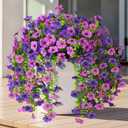 INQCMY 2Pcs Artificial Fake Hanging Flowers for Outdoors UV Resistant Artificial Plants for Spring Summer Decor Look Real Faux Flowers for Outside Home Planter Porch Patio Decor