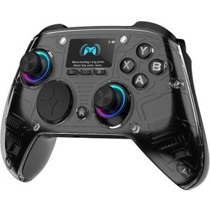 AOC PC Controller — Interactive Screen Wireless Controller Compatible with PC/Switch/Switch 2/iOS/Android, Hall Effect Joystick & Triggers, RGB Lighting, Adjustable Vibration/Turbo, 1000mAh Battery(Black)