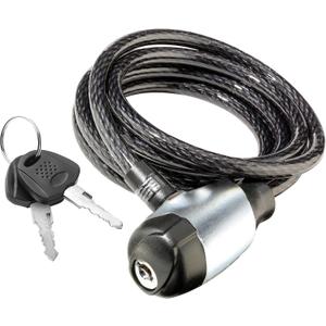 Schwinn Bike Cable Lock with Keys, 6 ft x 8 mm, Black, Durable Steel, Protective Vinyl Cover, Carrying Bracket for Transport, Anti Theft Protection, Bike Lock Cable for Security