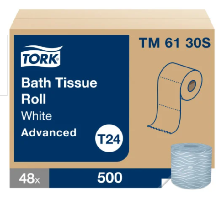 Tork® Advanced Toilet Paper, 2-Ply, White, 500 Sheets, 48 Rolls (TM6130S)