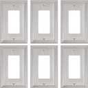 6-Pack Decorator Outlet Cover Plate, Brushed Nickel Decorative Switch Plates and Outlet Covers, Durable Zinc Alloy Wall Plates for Electrical Outlets, Receptacle, GFCI Outlet, Dimmer Switch