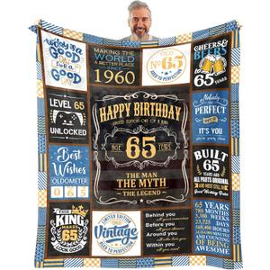 65th Birthday Gifts for Men - 1960 Birthday Gifts for 65 Year Old Man - 65 Year Old Birthday Gifts Men - 65th Birthday Gift Ideas Blanket 60" x 50"