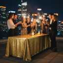 Gold Sequin Tablecloth 90 x 132 inch Rectangle Sparkly Shimmer Fabric Non See-Through Heavy Duty Floor Length Table Cover for Weddings, Banquets, Parties & Formal Events