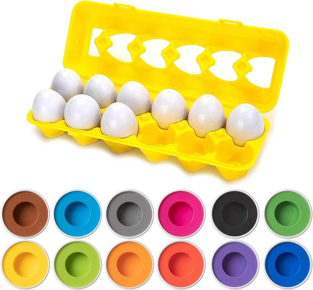 Driddle Color Matching Egg Toy - Color Recognition Learning Toy for Toddlers - Pretend Play - Preschool Game - Montessori Education - Easter Eggs
