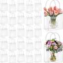 LEIFIDE 50pcs Clear Plastic Gift Bags with Handles PVC Reusable Transparent Totes Bags for Goodie Candy School Birthday Party(5.1 x 5.9 x 2.7 Inch)