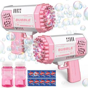 JONEG Toys for 3-8 Year Old Boys Girls: 2 Pack Bubble Machine for Kids with Bubble Solution, Gifts for 3 4 5 6 7 8 Years Old Boy Birthday Toy for Kid Toddlers Ages 4-6 Outdoor Wedding Bubbles Wands (Pink+pink)