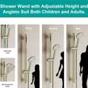 Shower Slide Bar Handheld Shower Head with Hose, 5-Function Hand Shower with Wall Mount，shower slide bar,adjustable height shower head (A-round, Brushed Gold)