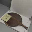 Round American Dark Walnut Wood Cutting and Serving Board with Handle - Charcuterie Wooden Board - Stylish Versatility for Your Kitchen - 17x13x0.8 in - Woodie Poppins (Large)