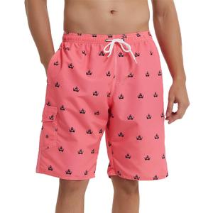 Landisun Mens Swim Trunks Board Shorts Swimsuit Swimwear Swim Shorts Bathing Suits Quick Dry with Mesh Lining (Pink, XXXL)