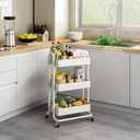 MIOCASA 3-Tier Metal Utility Rolling Cart, Heavy Duty Multifunction Cart with Lockable Casters, Easy to Assemble, Suitable for Office, Bathroom, Kitchen, Garden