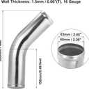 X AUTOHAUX OD 2.5" 63mm Length 12" 300mm Aluminum Alloy Tube Intercooler Pipe 45 Degree Air Intake Tube Silver Tone for Car