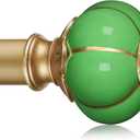 Ceramic Curtain Rods for Windows 48 to 84 Inch,1 Inch Adjustable Telescoping Drapery Rod Heavy Duty Window Treatment Single Curtain Rod Set for Bedroom,Gold Green