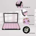 Stratalife Earring Organizer Velvet Jewelry Organizer Box Jewelry Display Storage Tray Ring Case with Clasp for Women 24 Grid (Pink Black)