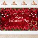 Avezano Happy Valentine's Day Backdrop Red Rose Floral Valentines Day Banner Wedding Decor Photo Booth Props 14 February Party Decorations Backdrops (6x3.6ft)