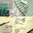 PAFASON Precise & Sharp Sewing Scissor Set 4 PC Curved Straight for DIY Quilting Embroidery Knitting Crafting Cross Stitch Crochet Thread Yarn Paper Fabric Detail Cutting Stainless Steel Safety Case (Green+pink+white)