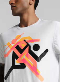 Puma White Run Faster Icons Graphic Running T-shirt, L