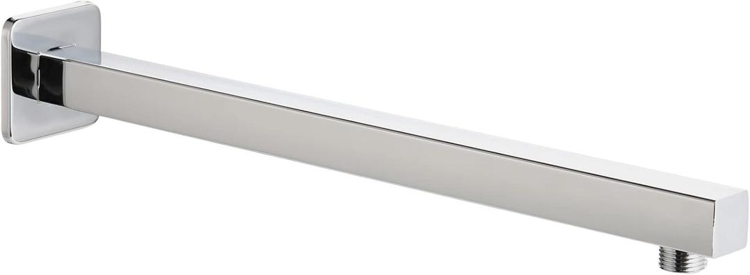 Voolan 20" Square Shower Arm with Flange and Teflon Tape, Extension Shower Head Arm for Bathroom Fixed Shower Head, Solid Stainless Steel, Wall Mounted (Chrome)