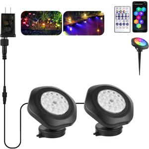 T-SUN Color Changing Pond Lights LED Underwater APP and Remote Control Submersible Fountain Lights IP68 Waterproof Landscape Spotlight Fish Tank Light for Koi Pond Aquarium Garden (Set of 2) T-SUN Color Changing Pond Lights LED Underwater APP and Remote Control Submersible Fountain Lights IP68 Waterproof Landscape Spotlight Fish Tank Light for Koi Pond Aquarium Garden (Set of 2)