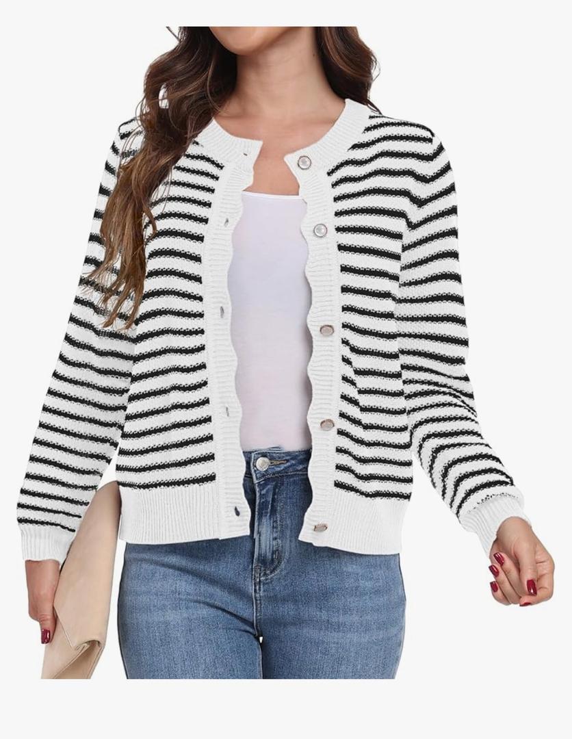 Women Knit Cardigan Sweaters Long Sleeve Open Front Button Down Casual Trendy Jackets Outwear S