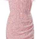 EXARUS Girls Sequin Dress Bodycon Tween Glitter Semi Foraml Party Cocktail Ball Spaghetti Strap Short Kids Fancy Dresses (12 Years, Pink)