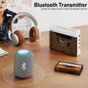 Portable Bluetooth Cassette Tape Player, Cassette Player Recorder,Equipped with Headphone and AUX Ports, Support AUX Line in Record,Built-in Microphone, Powered by DC or AA Battery (White)