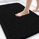 Arotive Bathroom Rugs 30x20, Extra Soft Absorbent Shaggy Chenille Bath Rugs, Machine Washable Rubber Backing Non-Slip Bath Mats for Bathroom Floor Tub and Shower, Home Decor Accessories, Black