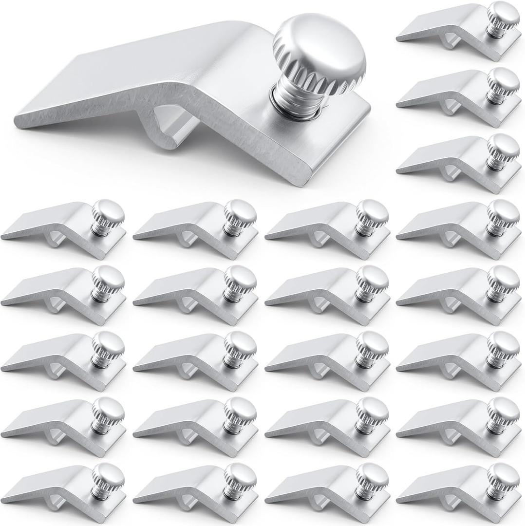 Blulu 24 Pcs Storm Door Panel Clip with Screws Offset Aluminum Storm Window Clips Screen Door Hardware (Aluminum)