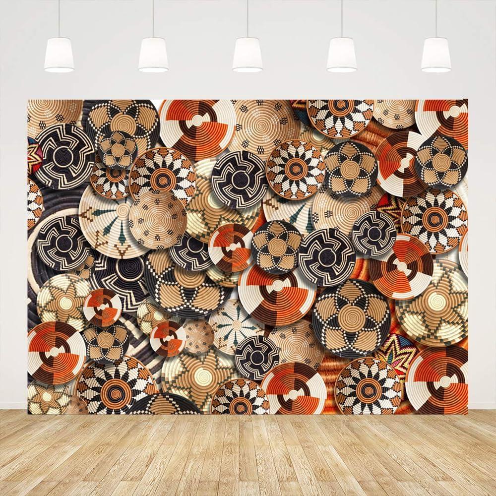 Ticuenicoa Traditional Ethiopian Floral Pattern Basket Backdrop 7x5ft Africa Ethiopia Baskets Wall Art Background for Birthday Baby Bridal Shower Wedding Party Decorations Hanging Supplies Banner