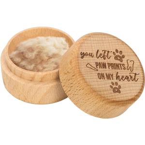 Pet Memorial Shadow Box, Pet Hair Keepsake Box Paw Prints Wooden Pet Fur Memorial Box Container Pet Loss Sympathy Gifts for Storing Cats Dogs Puppy Hair, Teeth, Nails, Bone Ashes (Style 2)